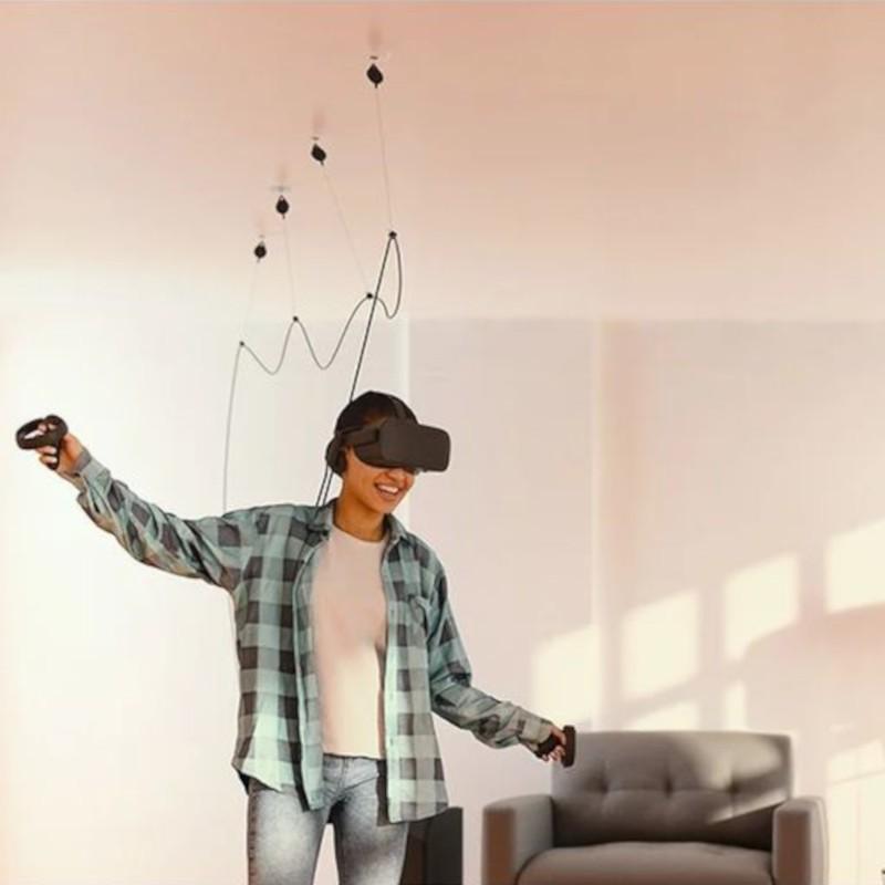 Adaptable Système de 6 crochet de câble suspendu Kiwi Design V2-6 pour Meta Quest 2/3/Pro Noir