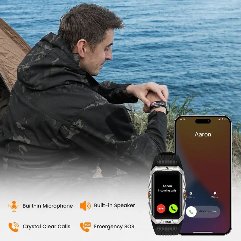 Chamadas de Kospet Tank X2 Ultra GPS Prata - Relógio inteligente