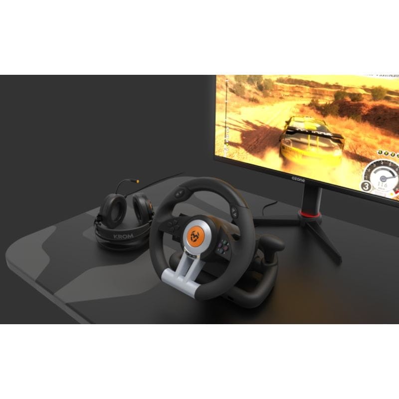 Detalle de una partida con el Volante + Pedales USB Krom K-Wheel Negro