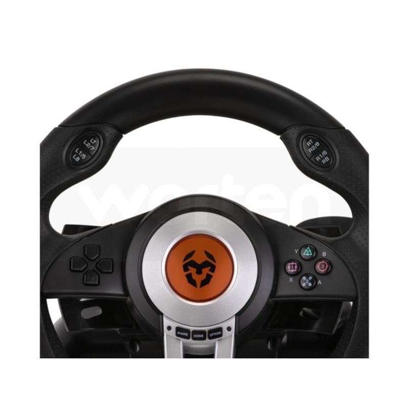 Detalle del Volante + Pedales USB Krom K-Wheel Negro