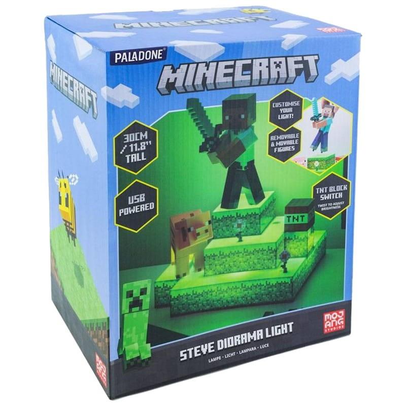 Lámpara Paladone Steve Diorama Minecraft Caja lateral izquierdo
