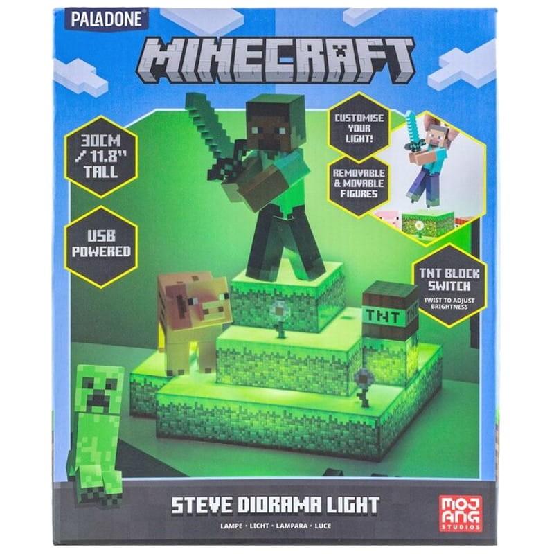 Lámpara Paladone Steve Diorama Minecraft Caja frontal