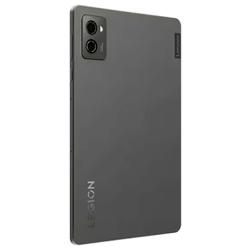 vista trasera y lateral derecho de la Lenovo Legion Tab 12GB/256GB Gris con Funda Folio