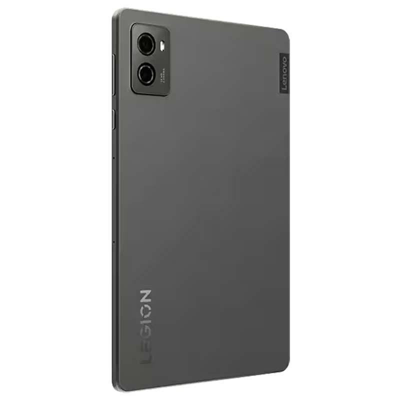 vista trasera y lateral derecho de la Lenovo Legion Tab 12GB/256GB Gris con Funda Folio