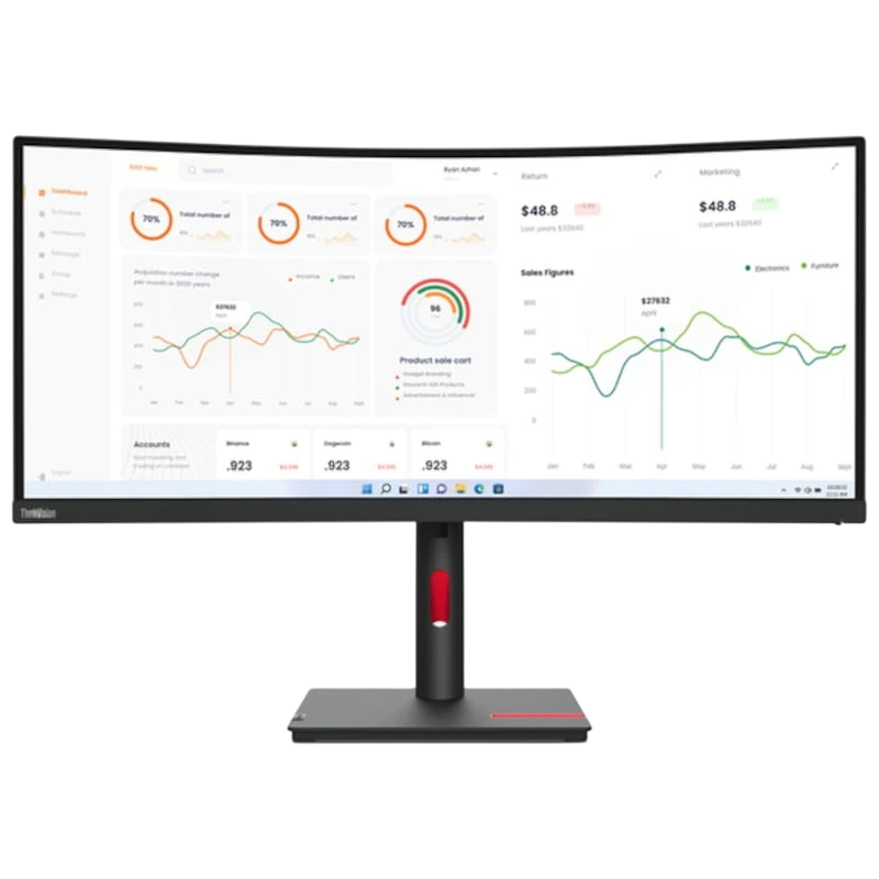 Lenovo ThinkVision T34w-30 34 WQHD VA Curvo Ultrawide Negro - Monitor PC