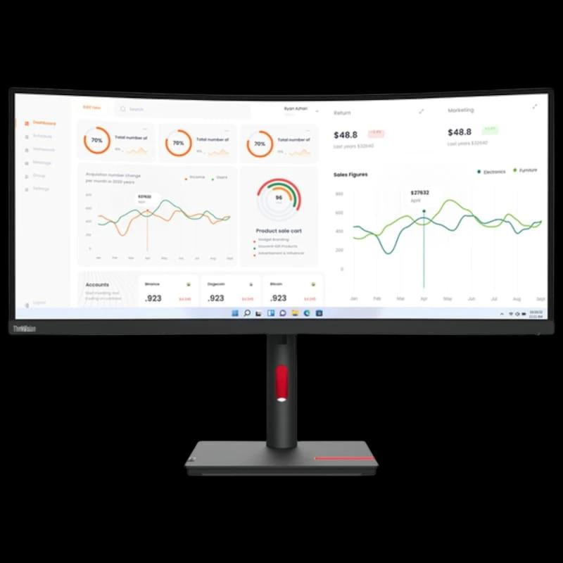 Lenovo ThinkVision T34w-30 34 WQHD VA Curvo Ultrawide Negro - Monitor PC