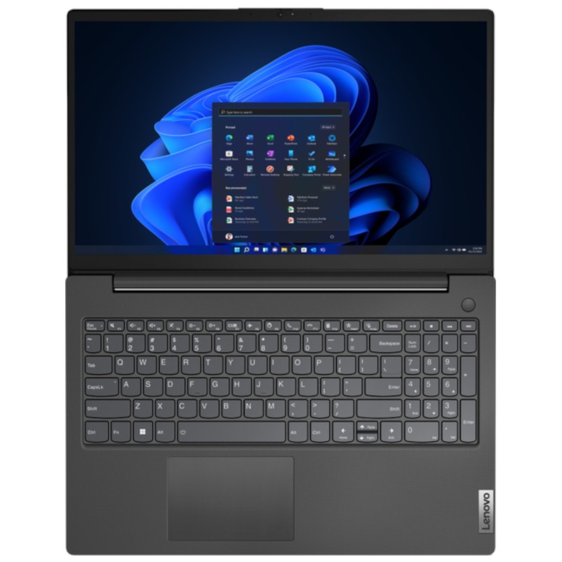 Lenovo V15 G4 ABP AMD Ryzen 7 7730U /16 Go /512 Go /Wi-Fi 5 /15.6 /W11 Home Black - Vue avant d'un ordinateur portable avec clavier