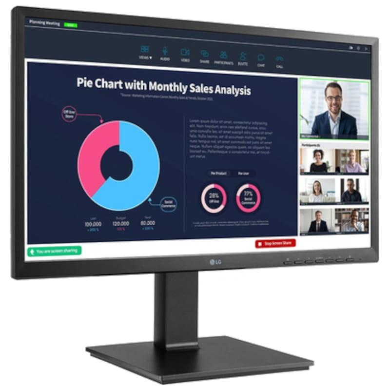 LG 24BP75CP-B 23.8 FullHD IPS com Webcam Preto - Monitor PC Vista frontal lado direito