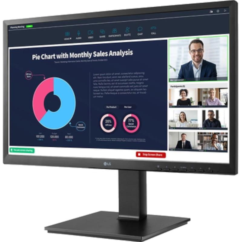 LG 24BP75CP-B 23.8 FullHD IPS com webcam preta - monitor PC vista frontal lado esquerdo