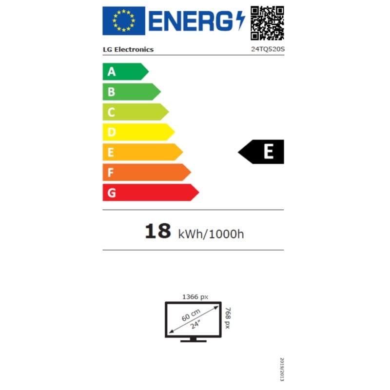 Etiqueta energética del Televisor LG 24" 24TQ520S-PZ.API Smart TV