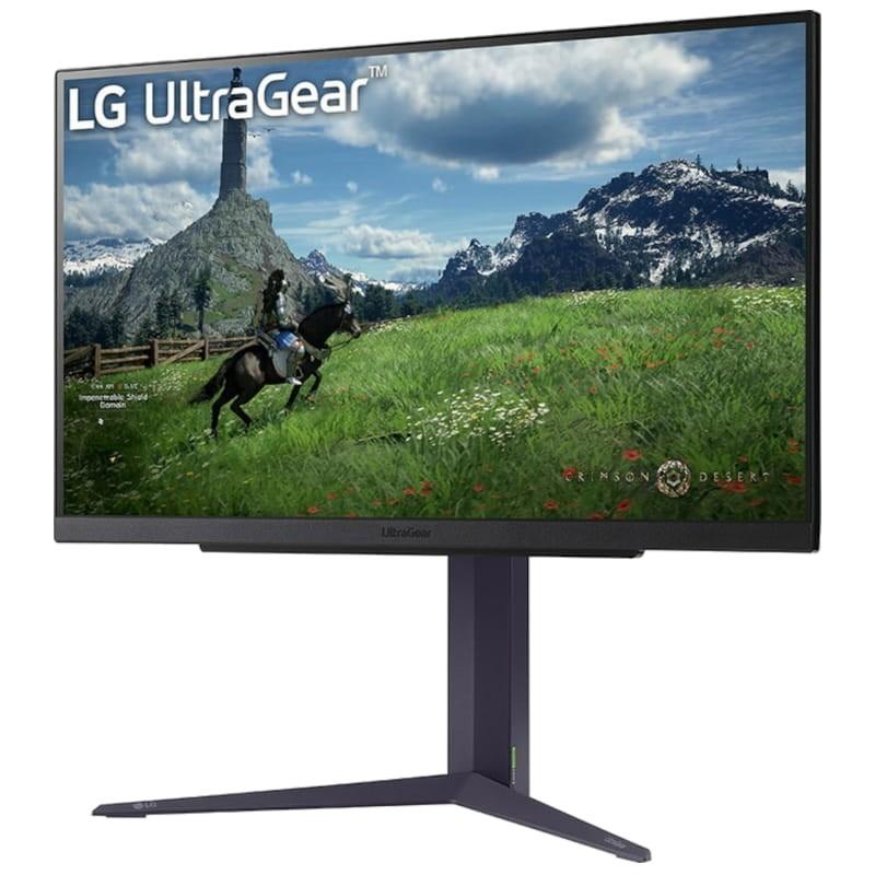 LG 27GS85Q-B 27 2K QHD IPS 200 Hz G-Sync Preto - Monitor PC Vista frontal lateral esquerda