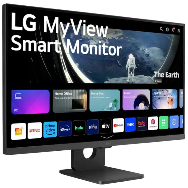 LG 27SR50F-B 27 FullHD IPS WebOS Negro - Smart Monitor Vista frontal lado derecho