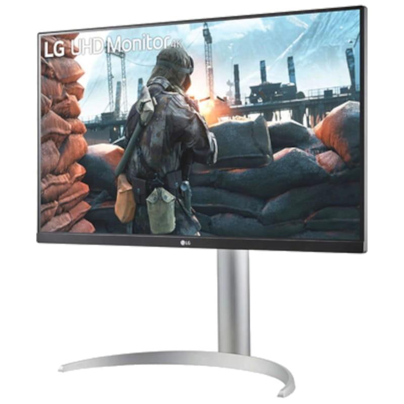 LG 27UP650 27 4K Ultra HD IPS LCD FreeSync Plata - Monitor Gaming vista frontal lado izquierdo