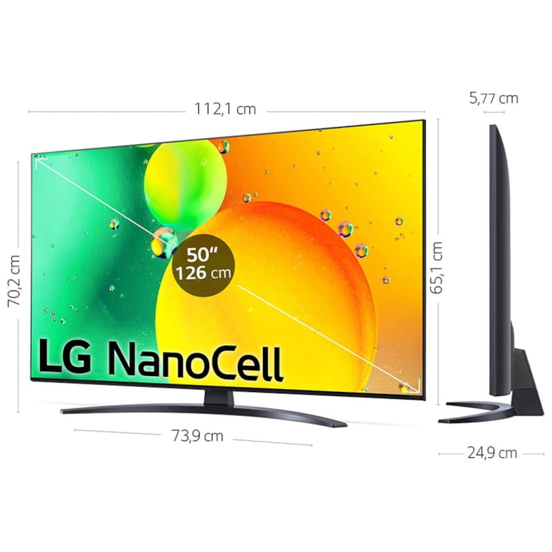 LG NanoCell 50NANO766QA Televisão 50 4K Ultra HD Smart TV Wifi Preto dimensões