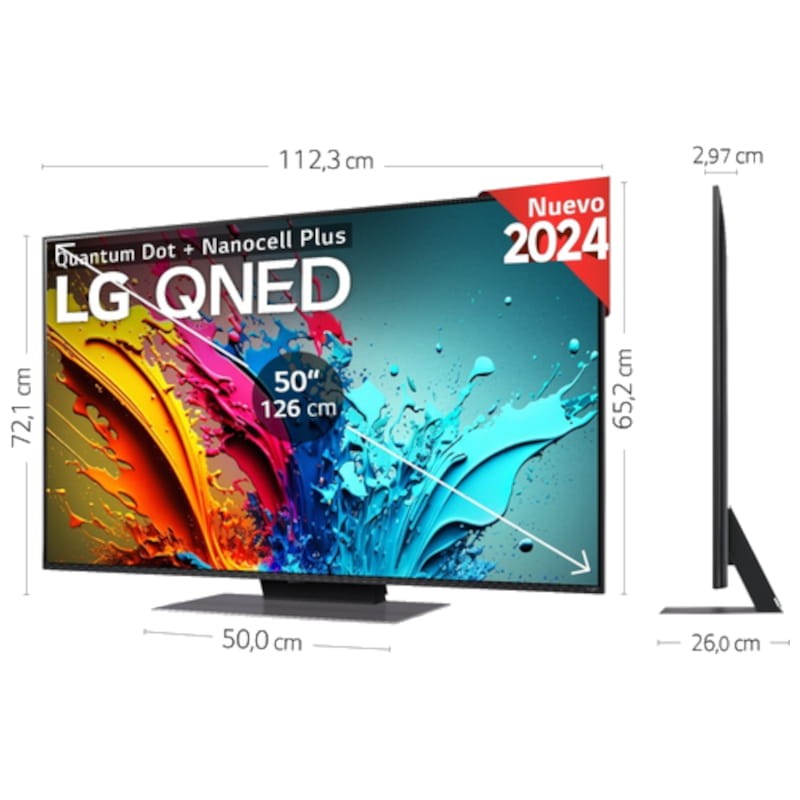 LG QNED 50QNED87T6B 50 4K Ultra HD Smart TV Wifi - Televisor Dimensiones