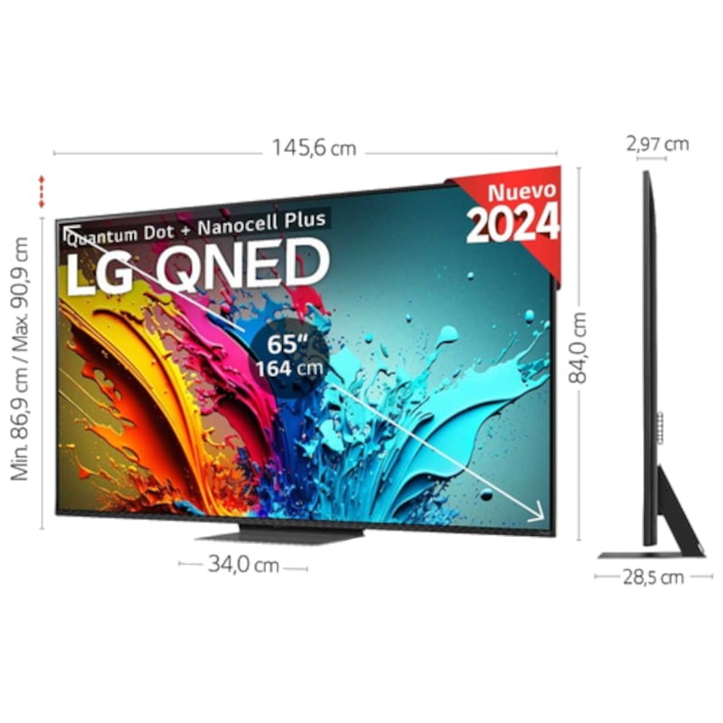 LG QNED 65QNED87T6B 65 4K Ultra HD Smart TV Wifi - Televisor Dimensiones