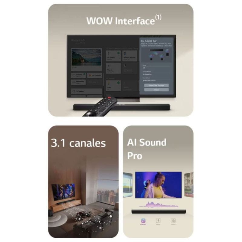 Barra de sonido LG S60T con IA Sound Pro