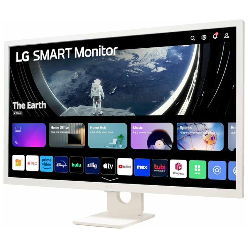 LG Smart 32SR50F-W.AEU 31,5 Full HD LED Smart LG MyView Blanc - Moniteur PC Vue avant côté gauche