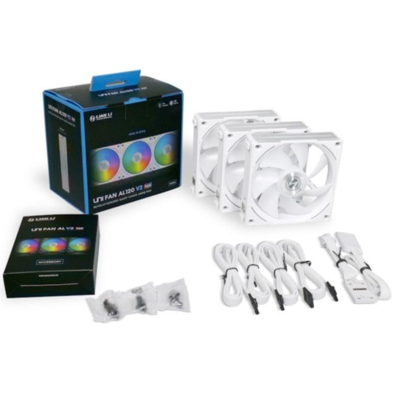 Contenido de la caja del Sistema de refrigeración Lian Li UF-AL120V2-3W con 1500 RPM