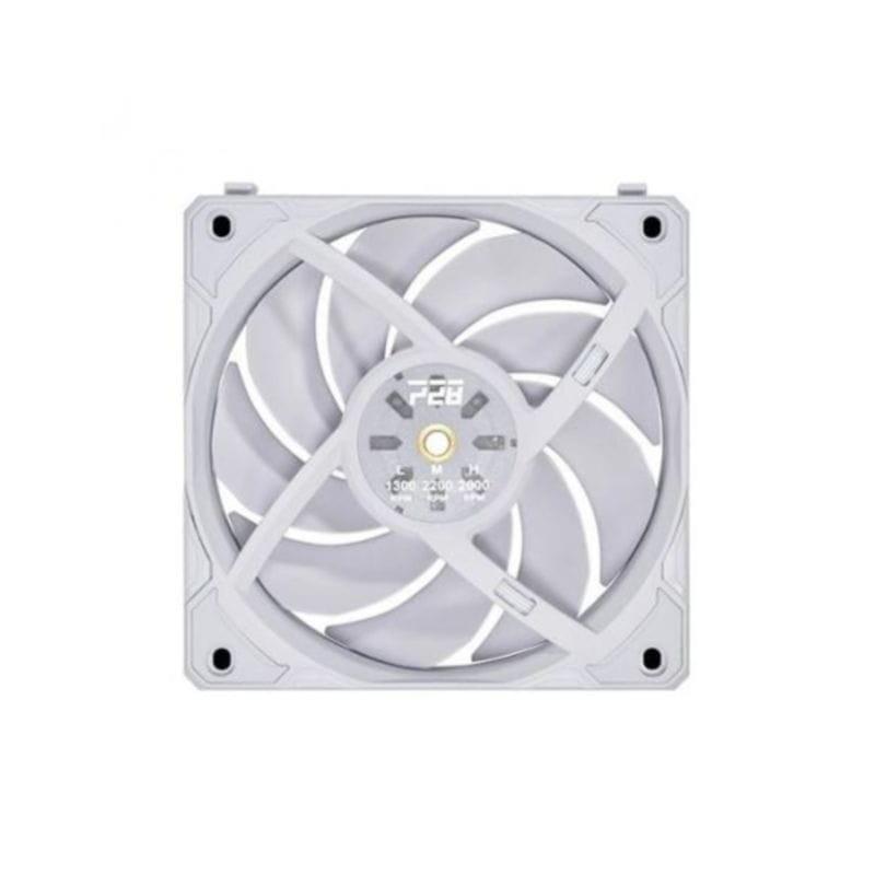 Vista frontal trasera del Ventilador Lian Li UF-P28120-1W Blanco