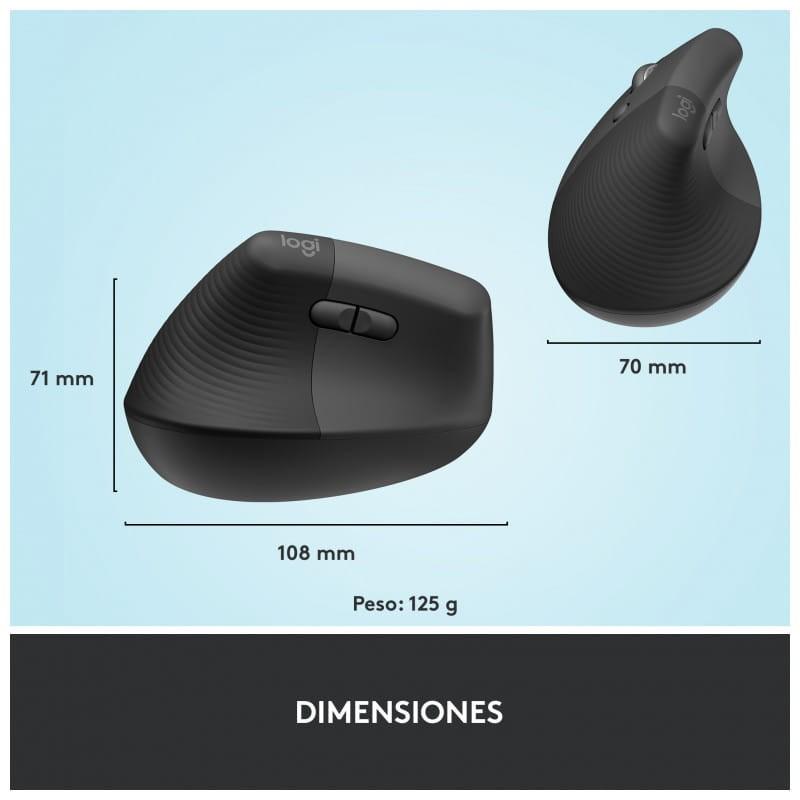 Logitech Lif RF Wireless + Bluetooth - Ratón inalámbrico dimensiones