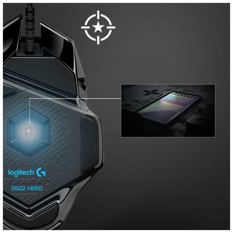 Logitech G G502 Hero USB Black - Rato para jogos com imagem de sensor ótico