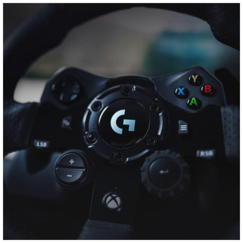 Detalle de las funciones del volante de simulación Logitech G G923 Negro