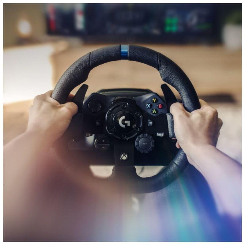 Detalle del volante de simulación Logitech G G923 Negro