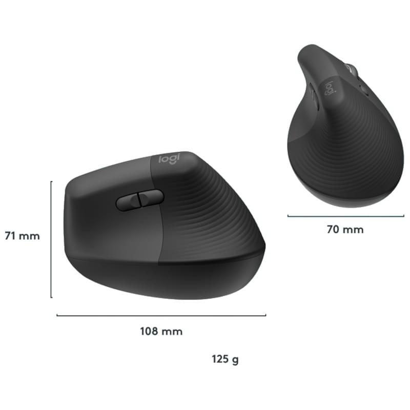 Logitech Lift Bluetooth Graphite - Mouse sem fio - Dimensões de 4000 DPI