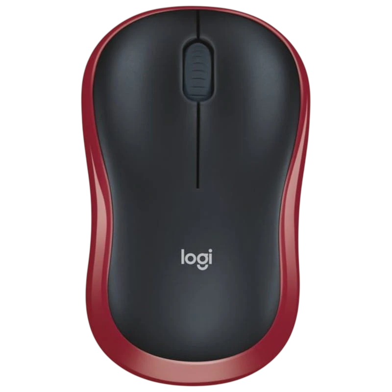 Logitech M185 Rojo/Negro - Ratón inalámbrico - 1000 DPI