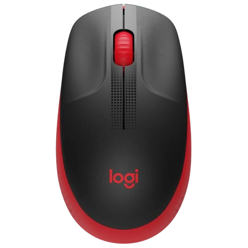 Logitech M190 Negro/Rojo - Ratón Inalámbrico - 1000 DPI