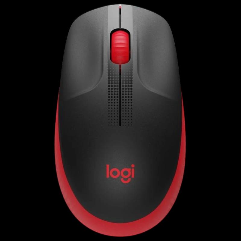 Logitech M190 Negro/Rojo - Ratón Inalámbrico - 1000 DPI
