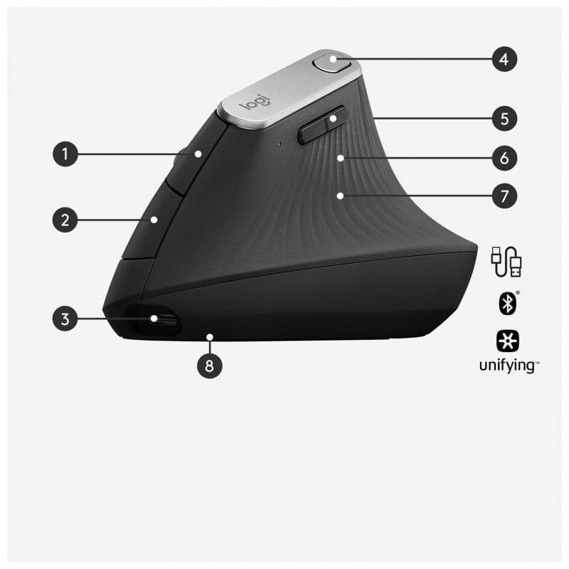 Logitech MX Vertical Ratón inalámbrico 4000 DPI - Diestros Botones