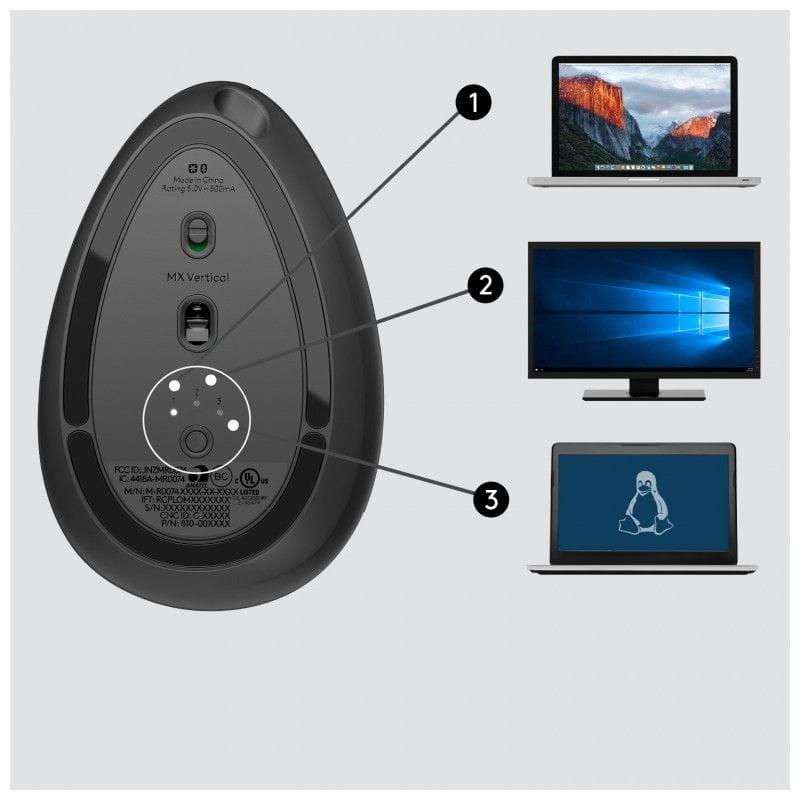 Logitech MX Vertical Ratón inalámbrico 4000 DPI - Diestros Parte inferior