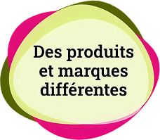 Différents produits et marques