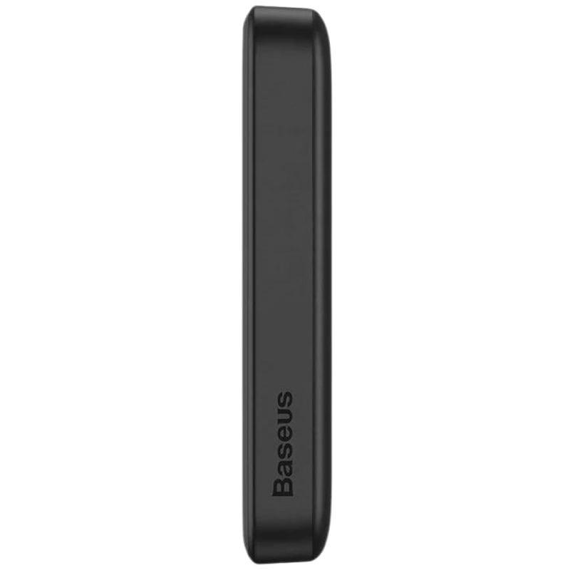 Power Bank Mini 10000mAh Baseus MagSafe Compatível Preto - Carregamento Rápido 20W e Cabo C incluídos de perfil