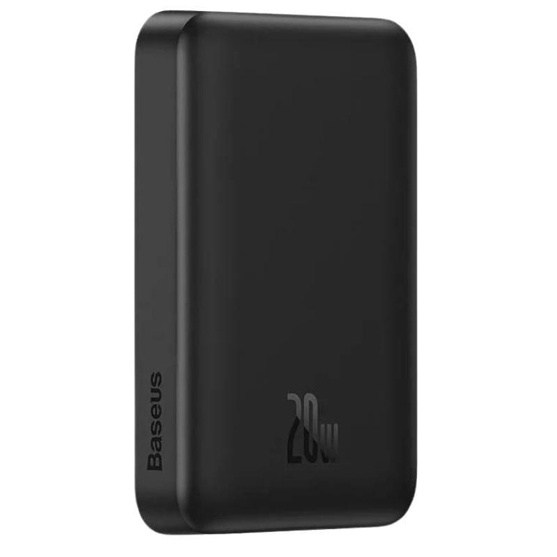 Power Bank Mini 10000mAh Baseus MagSafe Compatível Preto - Carregamento Rápido 20W e Cabo C incluído de lado
