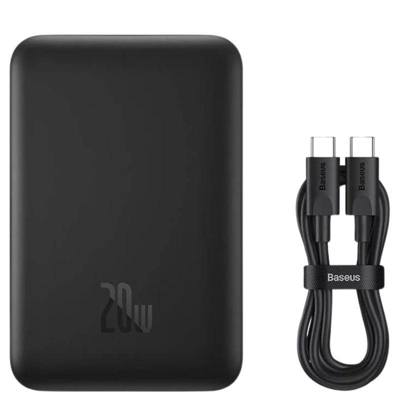 Power Bank Mini 10000mAh Baseus MagSafe Compatível Preto - Carregamento Rápido 20W e Cabo Tipo C incluído com o cabo