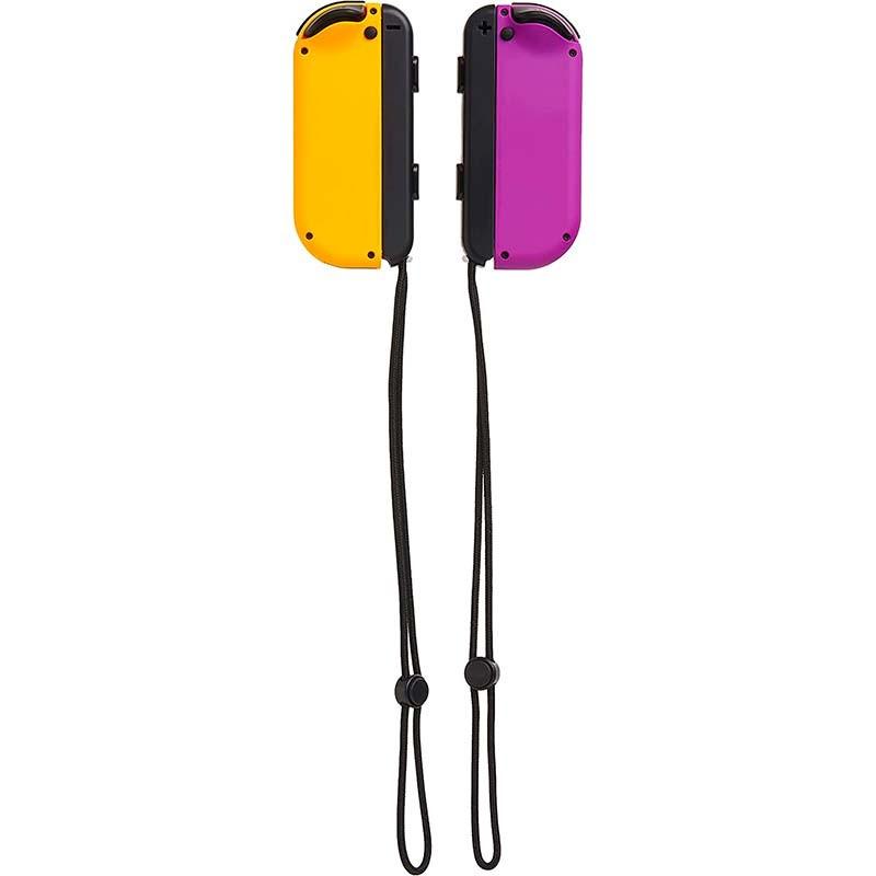 vue arrière du jeu de manettes Joy-Con violet (I) et orange (R) compatible avec la Nintendo Switch