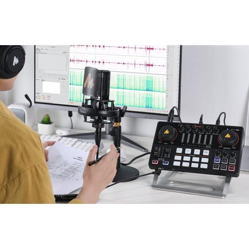 Tarjeta de sonido Maono AME2 Negro con 12 pasos de ajuste y control independiente de las entradas de audi