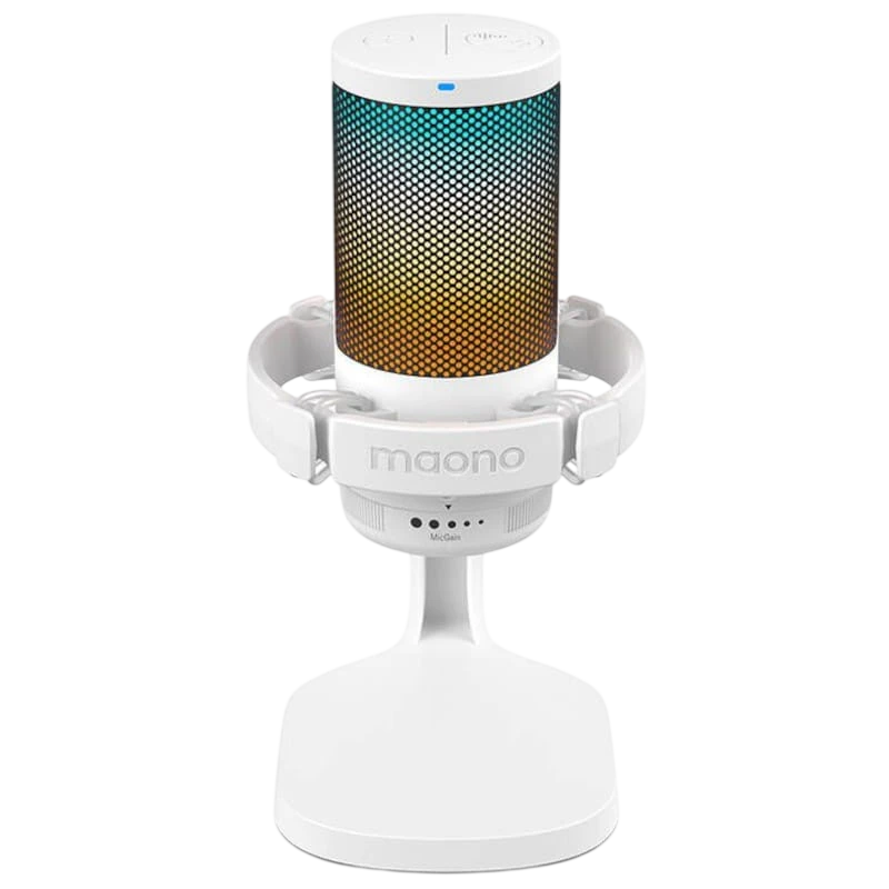 Maono DGM20 RGB Blanco - Micrófono USB para Grabación y Transmisión en PC