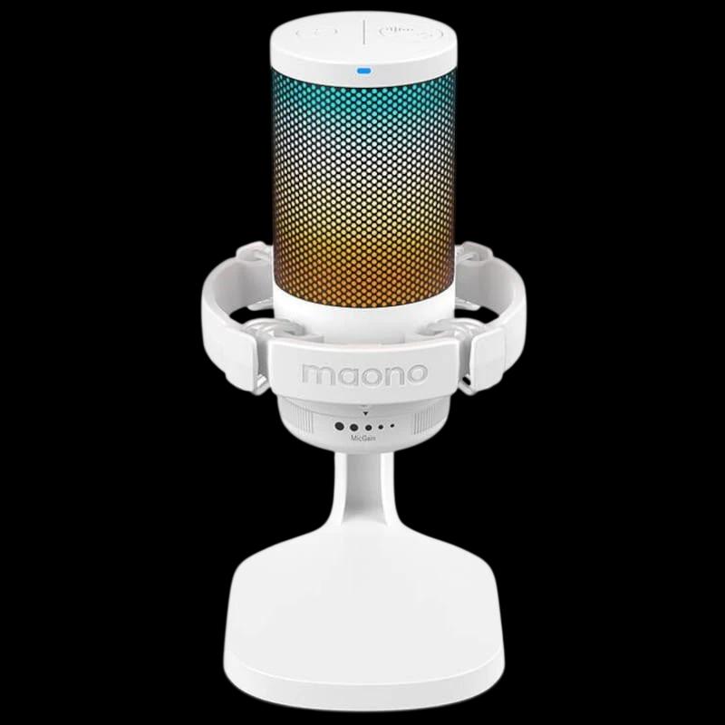 Maono DGM20 RGB Blanco - Micrófono USB para Grabación y Transmisión en PC