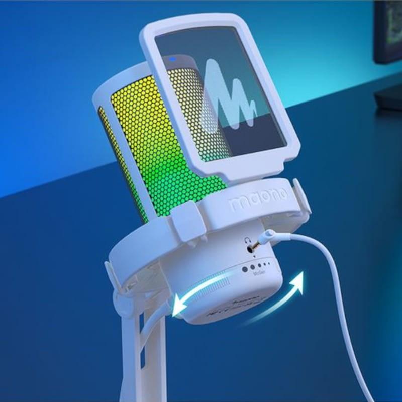 Adaptable Maono DGM20 RGB Blanco - Micrófono USB para Grabación y Transmisión en PC