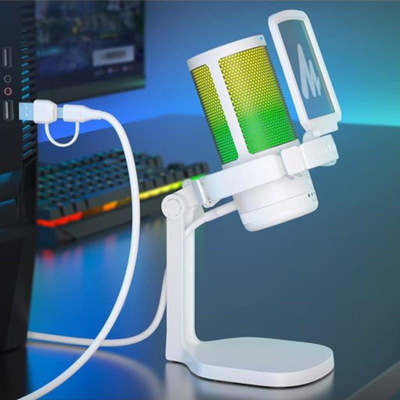 Gran sonido de Maono DGM20 RGB Blanco - Micrófono USB para Grabación y Transmisión en PC