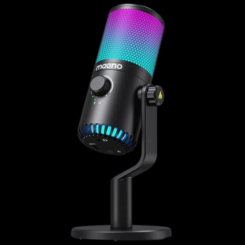 Maono DM30RGB RGB Preto - Microfone USB para Gravação e Streaming no PC