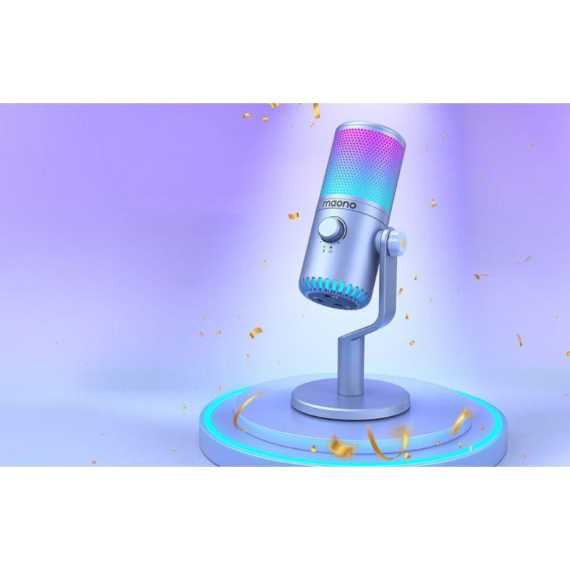 Vista general del Micrófono Maono DM30RGB Púrpura
