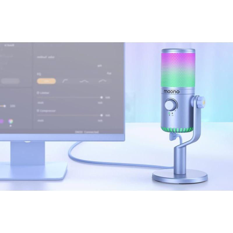 Micrófono Maono DM30RGB Púrpura con Conector USB-C y mini jack 3.5mm