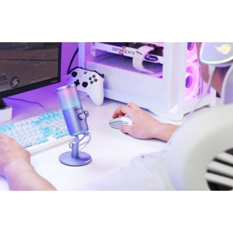 Maono DM30RGB Púrpura micrófono cardioide para enfoque frontal