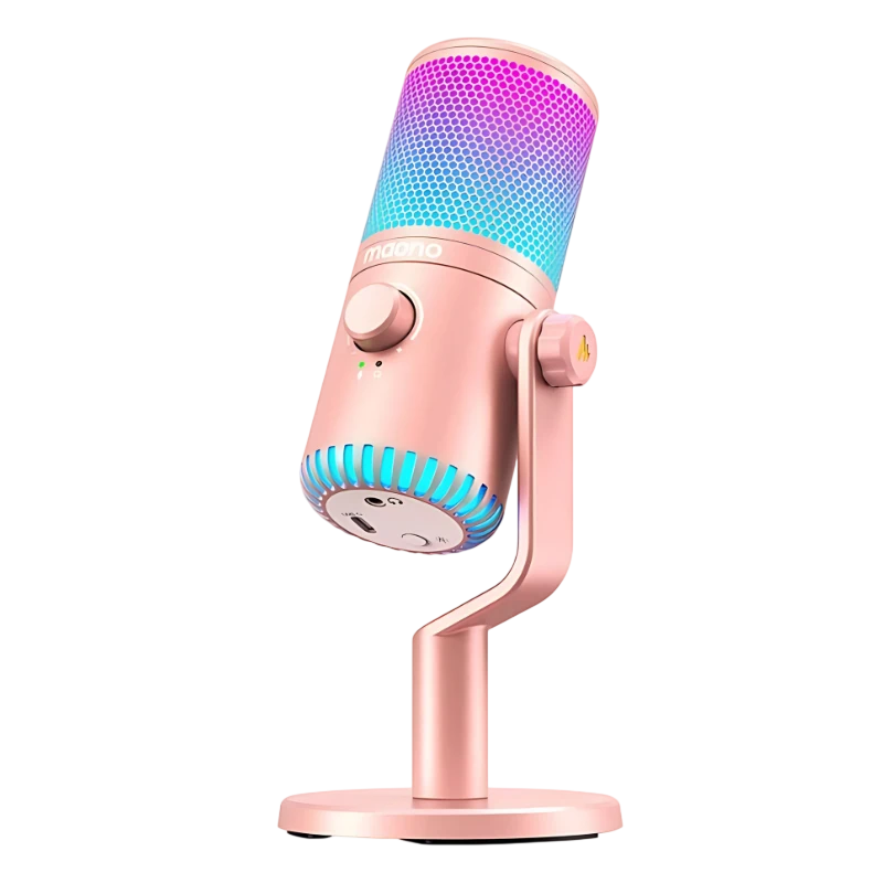 Maono DM30RGB Rosa - Microfone USB para Gravação e Streaming no PC