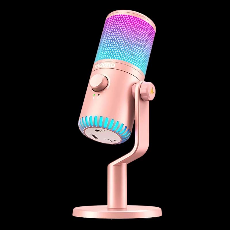 Maono DM30RGB Rosa - Microfone USB para Gravação e Streaming no PC